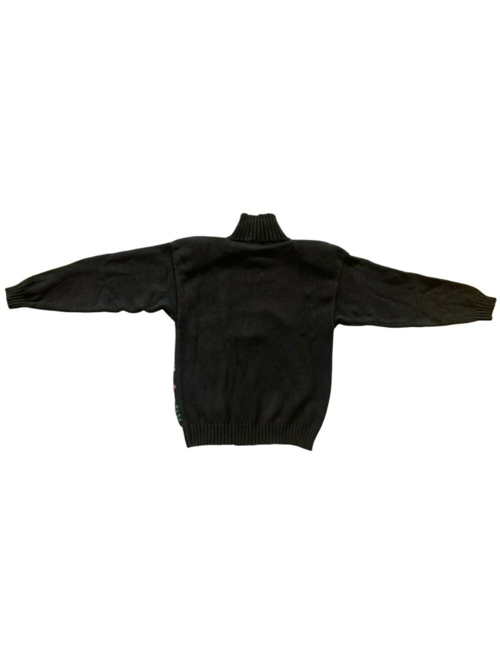 Vintage Sweater Eagle's Eye Cottagecore Grannycore Alphabet Black Y2K 80's LARGE - Picture 9 of 12